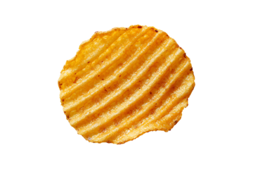 corrugated potato chip isolated on transparent background.