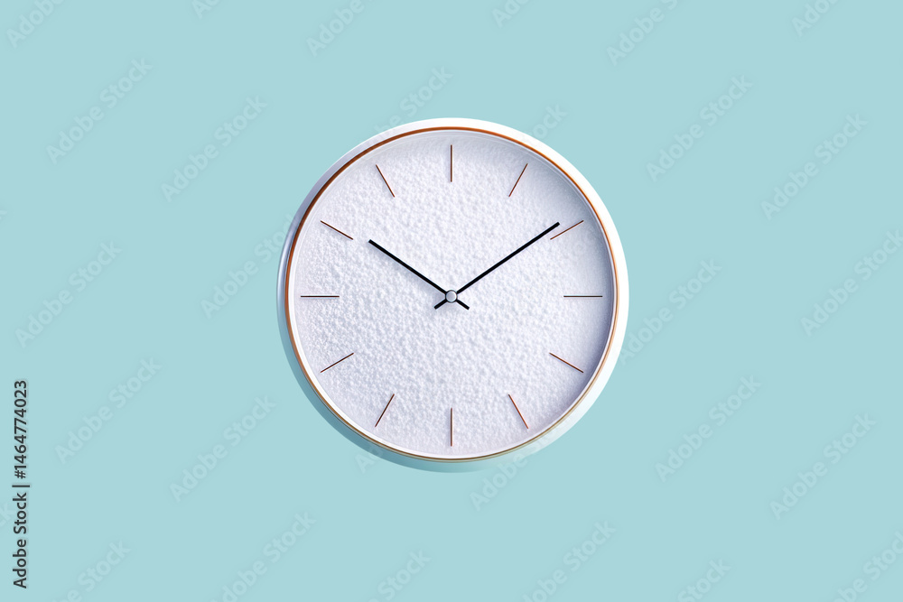 Poster floating clock with subtle shadows in soft background