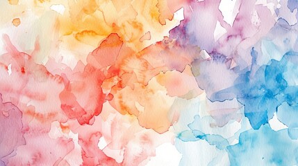 Fototapeta premium A vibrant watercolor abstract pattern blending hues of orange, pink, blue, and purple, perfect for backgrounds and artistic projects.