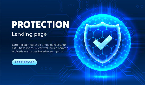 Protection sphere shield with hexagon, cyber protect ball. Vector illustration