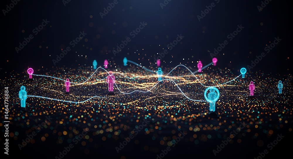 Poster people network connection with abstract background