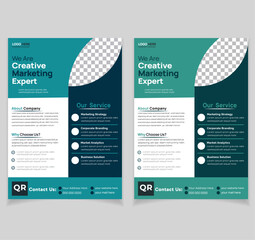 Corporate business flyer template design set with blue, magenta, red and yellow color. marketing, business proposal, promotion, advertise, publication, cover page.