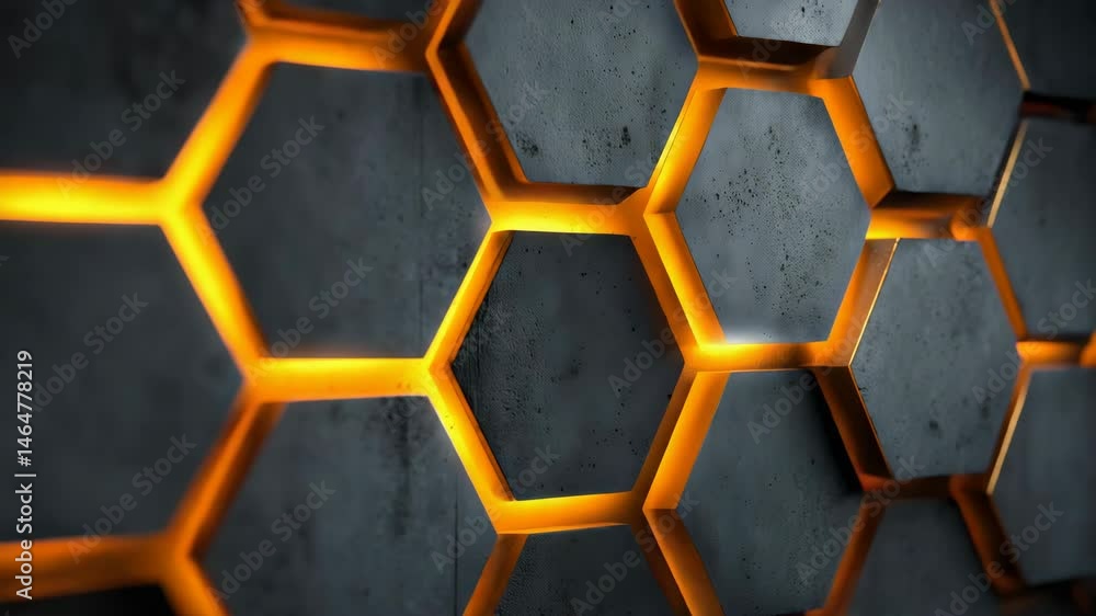 Poster minimalist hexagonal pattern background with subtle blue energy glow. v4