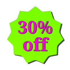 Lime Green Starburst 30% Off Sale Discount Label Perfect for Marketing and Advertising