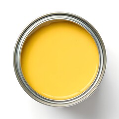 Open Metal Can Filled with Bright Yellow Paint