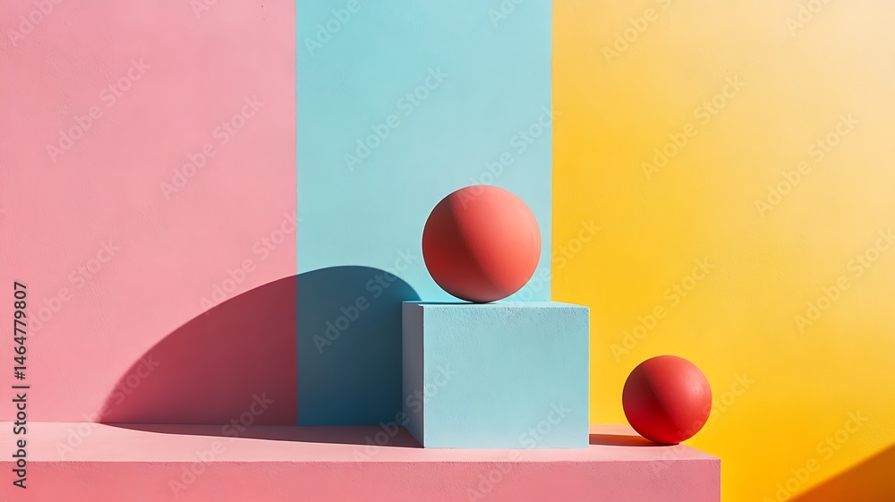 Aufkleber minimalist abstract composition of solid color blocks with painted hues and smooth transitions, show