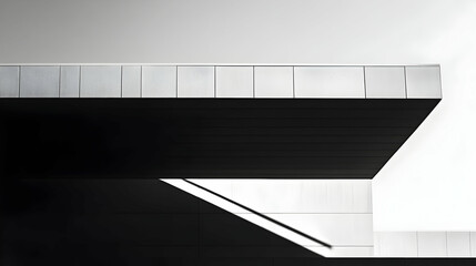 Obraz premium Abstract architectural detail showcasing geometric shapes and contrasting light and shadow.