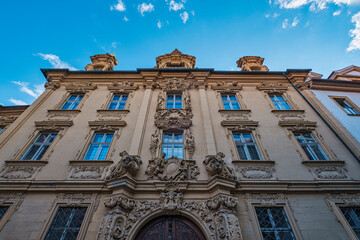 View upwards of the facade of the Böttingerhaus in Bamberg