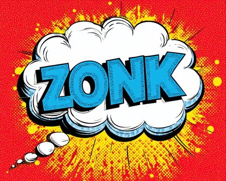Comic-Style Speech Bubble Featuring 'Zonk' in a Vibrant Pop Art Expression