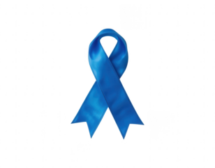 Symbol of Hope and Support: A singular, vivid blue ribbon, elegantly fashioned and full of meaning, representing awareness and solidarity. A visual declaration of support for a cause.