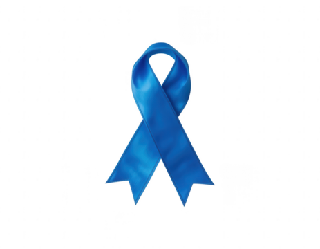 Symbol of Hope and Support: A singular, vivid blue ribbon, elegantly fashioned and full of meaning, representing awareness and solidarity. A visual declaration of support for a cause.