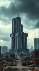 Fototapeta premium Post-Apocalyptic Brutalist Fortress, created by generative ai, brutalism building