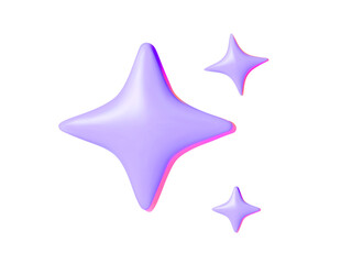 Obraz premium ✨ Holographic Star Sparkle 3D Vector on White Background