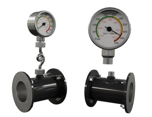 Industrial Pressure Gauge isolated on white
