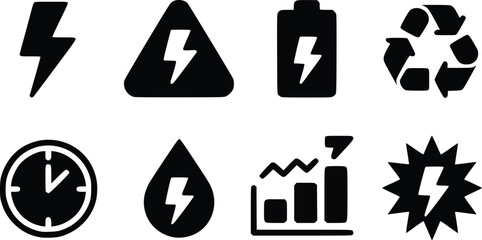 Power Surge Icons: Electric Energy Vector Pack for High-Impact Designs