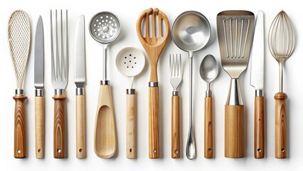 Stylish Kitchen Utensils with Wooden Handles A Collection of Modern Cooking Tools for the Contemporary Home Chef