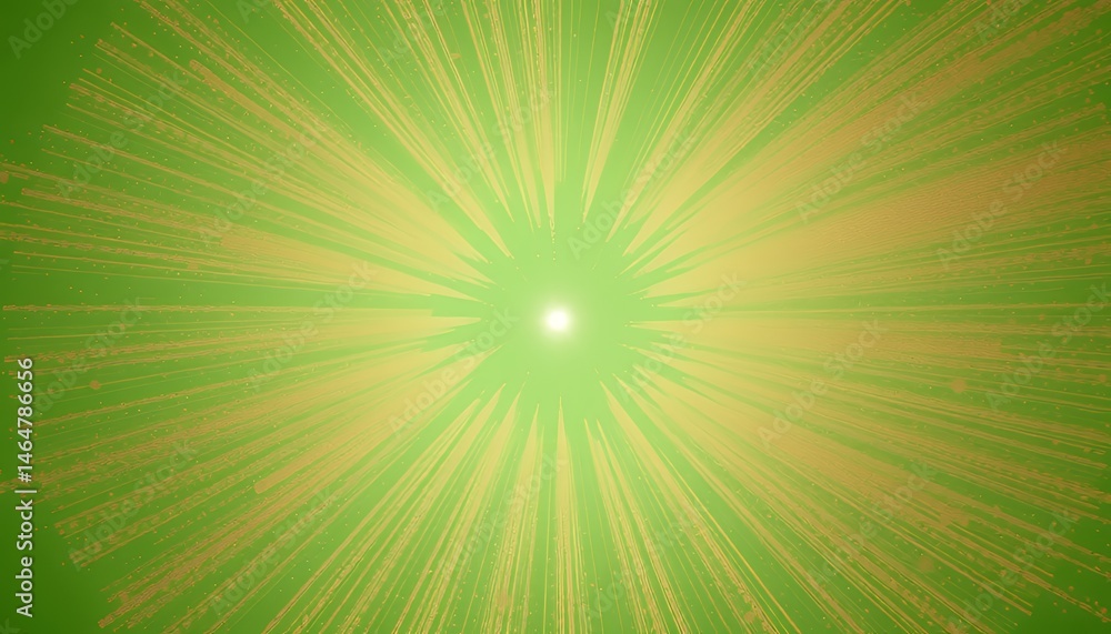 Poster golden particle radiance bursting from central point on isolated green screen background for vfx com