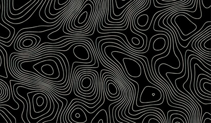 Abstract black and white topographic contours lines of mountains. Topography map art curve drawing. vector illustration. Modern abstract art with swirling black and white lines