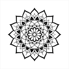 Black and White Mandala Design Vector Illustration.