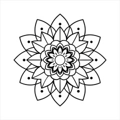 Black and White Mandala Design Vector Illustration.