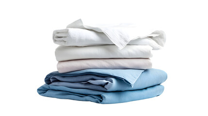 Clean Bed Linen Stacks on Transparent Background for Home Decor Concepts