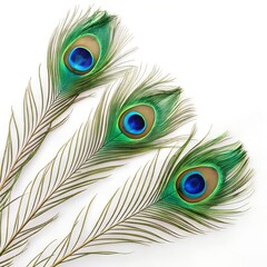 Obraz premium Three Elegant Peacock Feathers