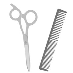 美容院のハサミと櫛のイラスト