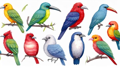 Naklejka premium set of parrots