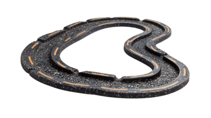 Serpentine Asphalt Road Over White Background