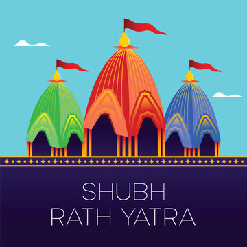 Traditional Indian Rath Yatra Poster Design &ndash; Lord Jagannath, Balabhadra, Subhadra