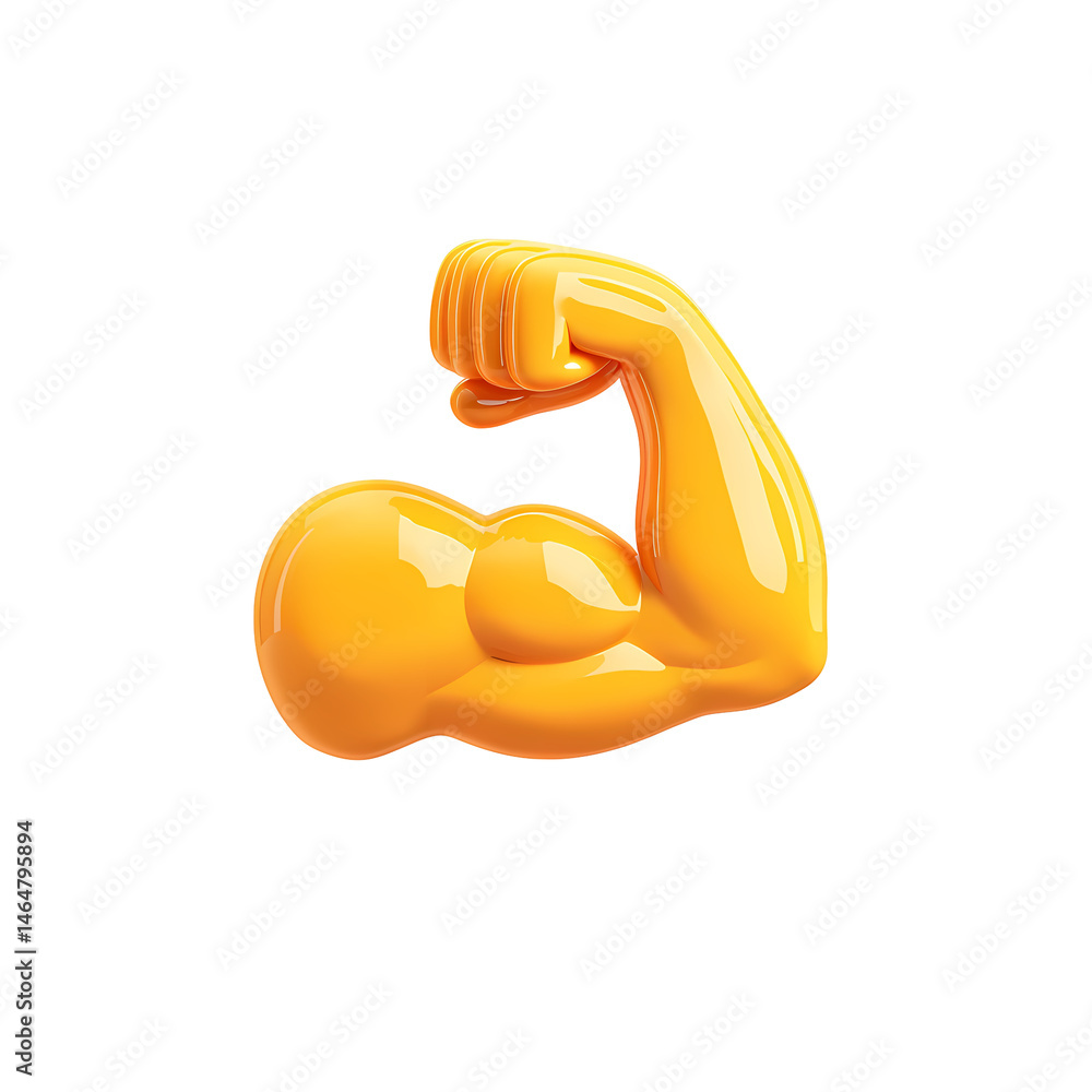 Poster 3d render of a strong bicep flexing on transparent background