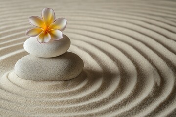 Peaceful zen garden with flower