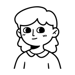 Obraz premium Cartoon girl smiling in simple line art style 
