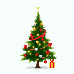 beautiful decorated christmas tree isolated on white