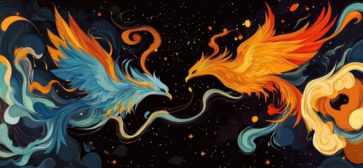 Dragon and phoenix in auspicious form
