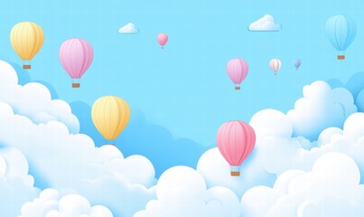 Fantasy hot air balloon cloud sea background