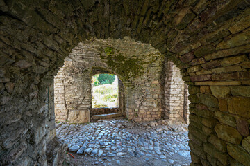 Vaulted passageway in Stari grad Bar (Old Town of Bar), an ancient walled city overlooking the Adriatic Sea in Montenegro