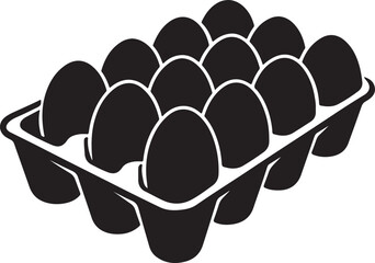 eggs in cardboard tray silhouette icon vector art illustration.