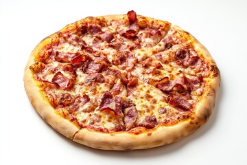Sliced pizza with bacon