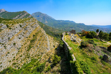 Obraz premium Ramparts of Stari grad Bar (Old Town of Bar), an ancient walled city overlooking the Adriatic Sea in Montenegro