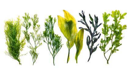 Vibrant Isolated Seaweed Mix on Transparent Background