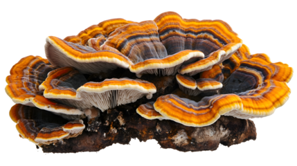 Vibrant Many-Colored Polypore Mushroom - Coriolus Versicolor Fung