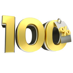 3d render 100 percentage font gold