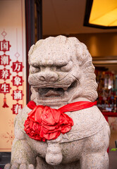 Lion statue in Shanghai, China. Traditional Chinsese decoration