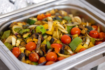 Grilled vegetables forming a colorful and healthy vegetarian or vegan meal