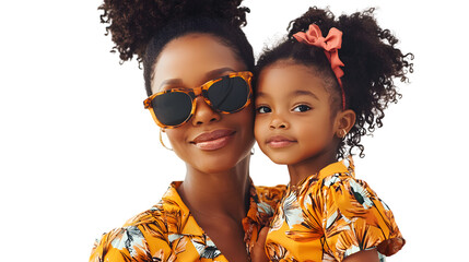Beautiful African American Mother and Daughter Wearing Matching Outfits Together