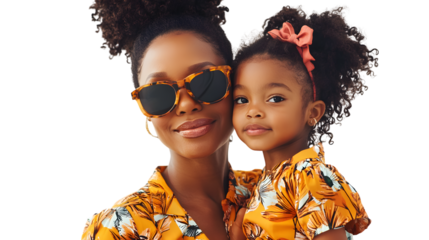 Beautiful African American Mother and Daughter Wearing Matching Outfits Together