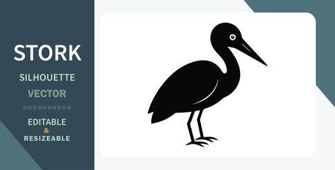 Fototapeta premium Editable Stork Silhouette Vector Graphic, Bird, Wildlife, Nature, Design