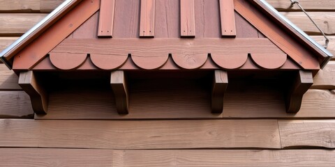 Rustic Wooden Gable Window Detail with Scalloped Trim and Metal Flashing