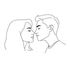Couple touching noses in an intimate moment against a simple background  